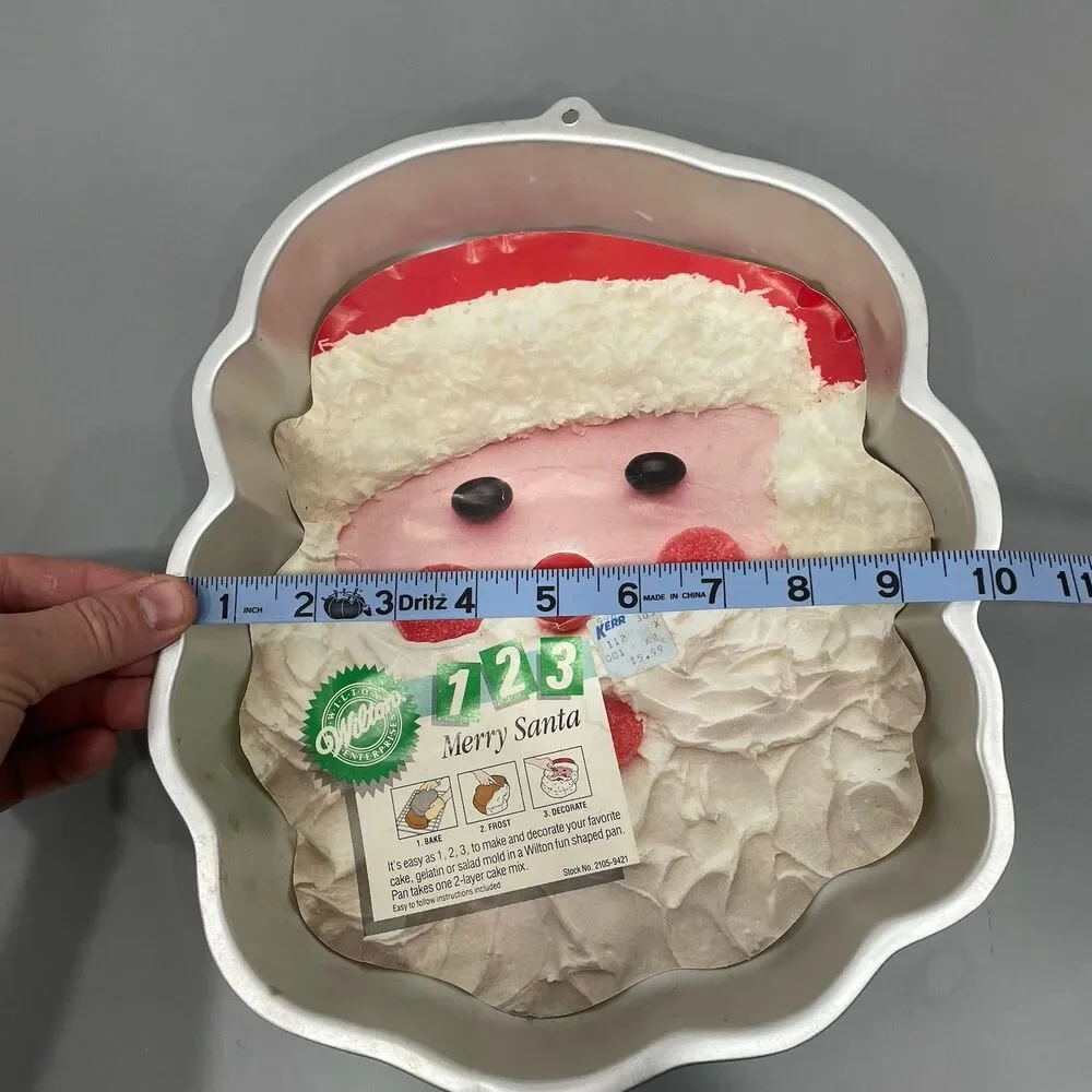Vtg Wilton Merry Santa Cake Pan Aluminum 2105-9421 1991 Christmas Insert